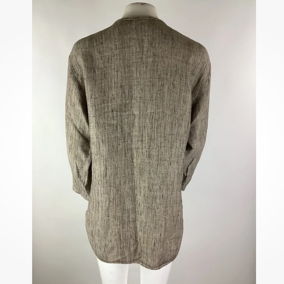 CTC Linens Sz S 100% Linen Gauze Button Tunic Top Brown Long Sleeve Casual - Picture 4 of 6